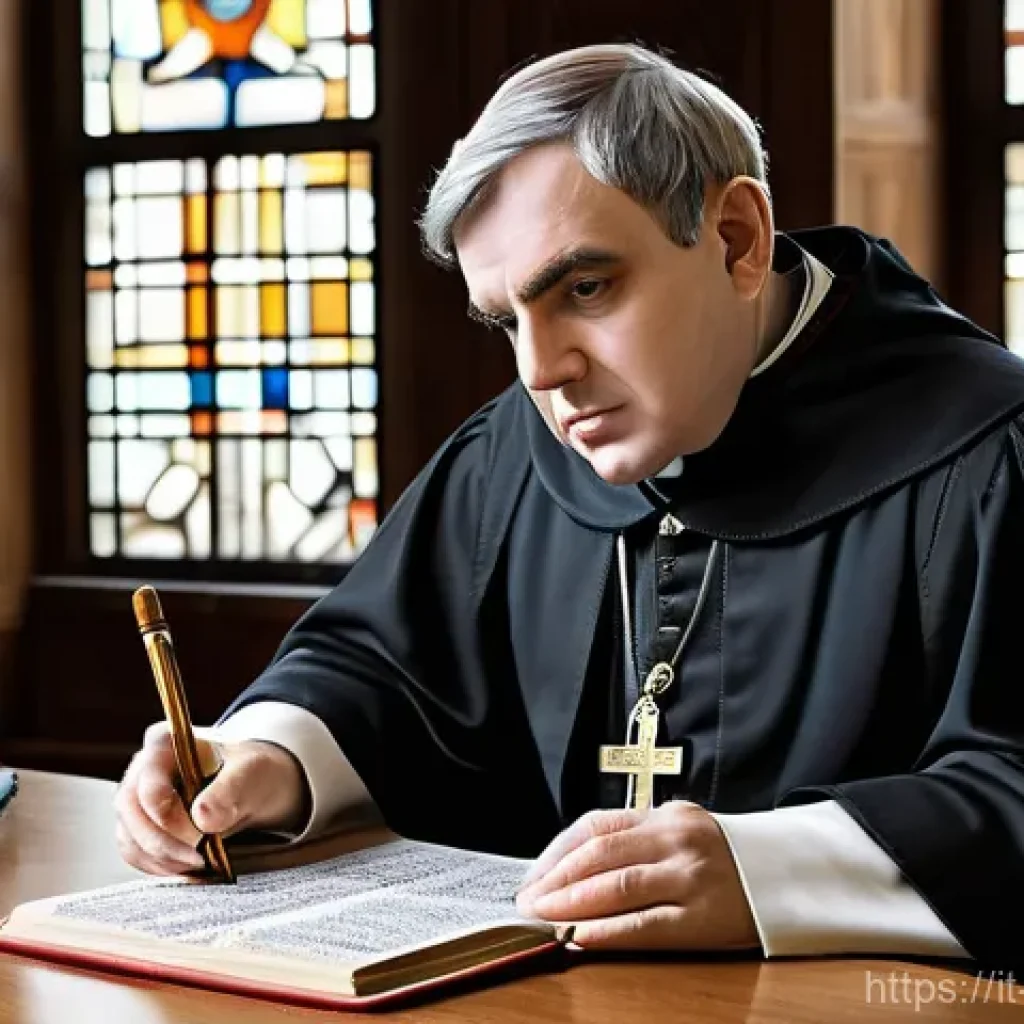 성 토마스 아퀴나스의 철학 - **A Contemporary Thinker: Thomas Aquinas as a Problem-Solver.**
A highly detailed, realistic ill...