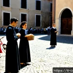 가톨릭 청년 운동의 역사 - Photorealistic historical scene of an Italian Catholic youth movement gathering in the early 1950s, ...