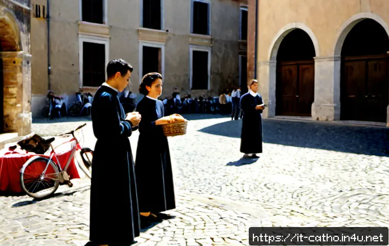 가톨릭 청년 운동의 역사 - Photorealistic historical scene of an Italian Catholic youth movement gathering in the early 1950s, ...